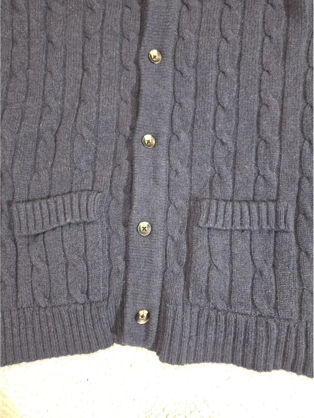 Samual Windsor Mens XXL 💯 wool Cardigan Navy Cable-knit Grandpa Dad Core